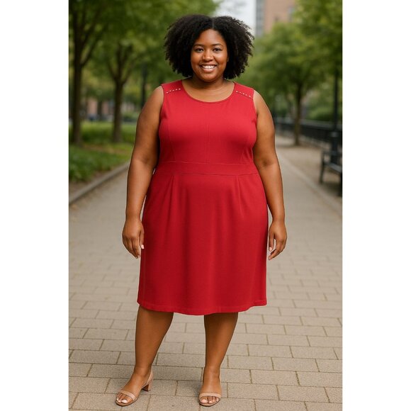 Soho Apparel Plus Size 22W Dress Sleeveless Studded Accent Detail Hidden Zipper - Picture 10 of 10